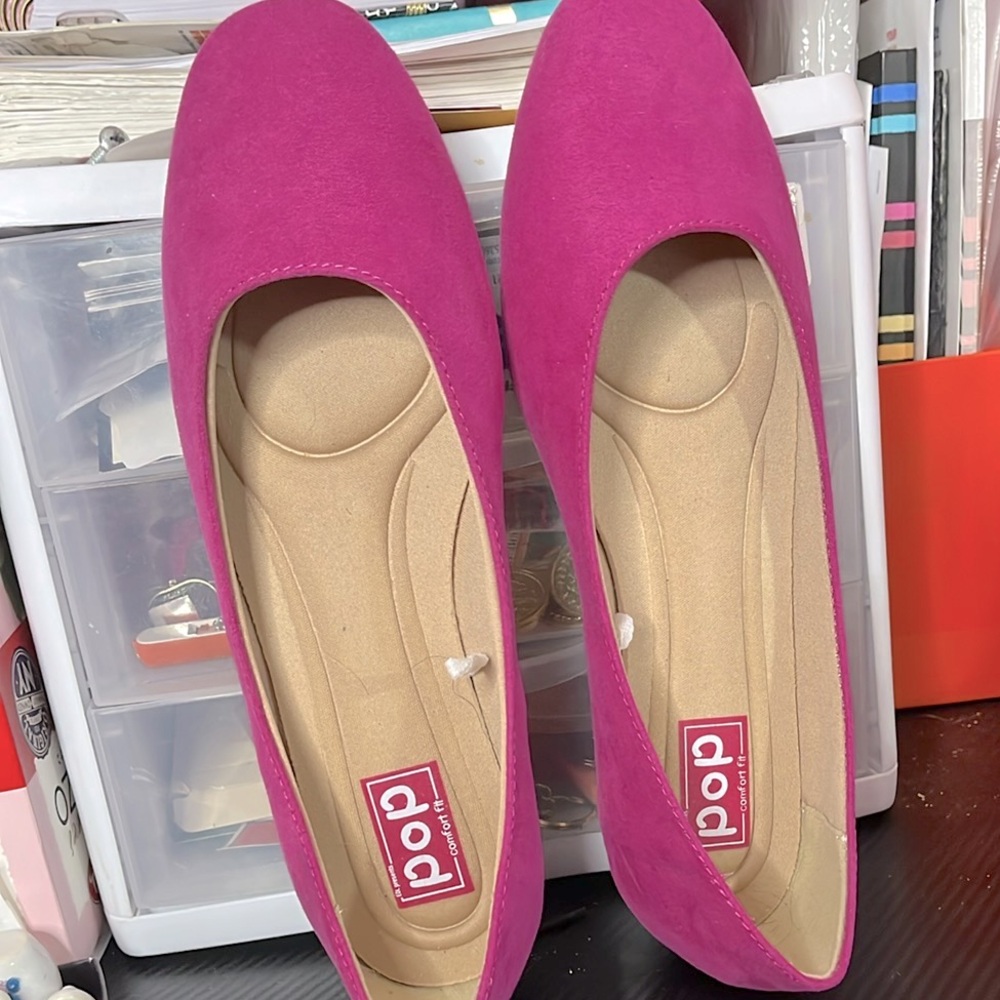 Pop Pink Ballet Flats Suede Slip-On